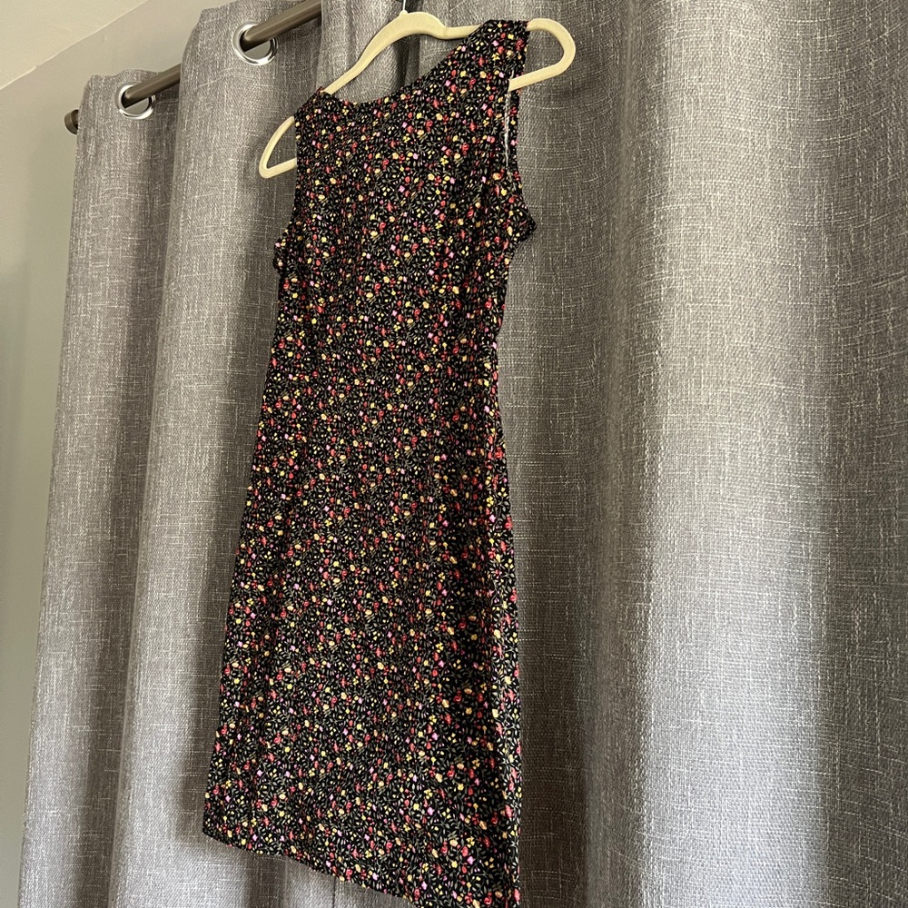 Vintage 90’s Betsy Lauren - ditsy floral print on black mini dress - size 10 - Picture 2 of 14